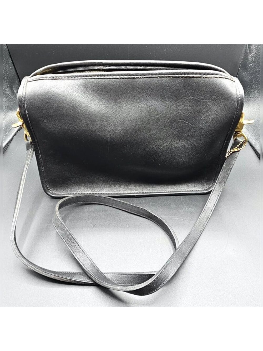 Vintage Coach Leatherware Black Leather Companion Crossbody Bag with Dust Bag - Picture 3 of 6
